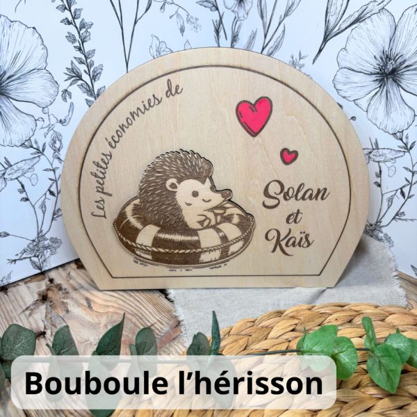 Tirelire en bois hérisson