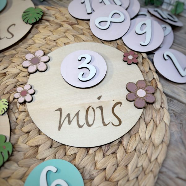 Carte étape en bois fleur
