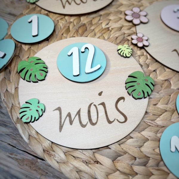 Carte étape en bois monstera